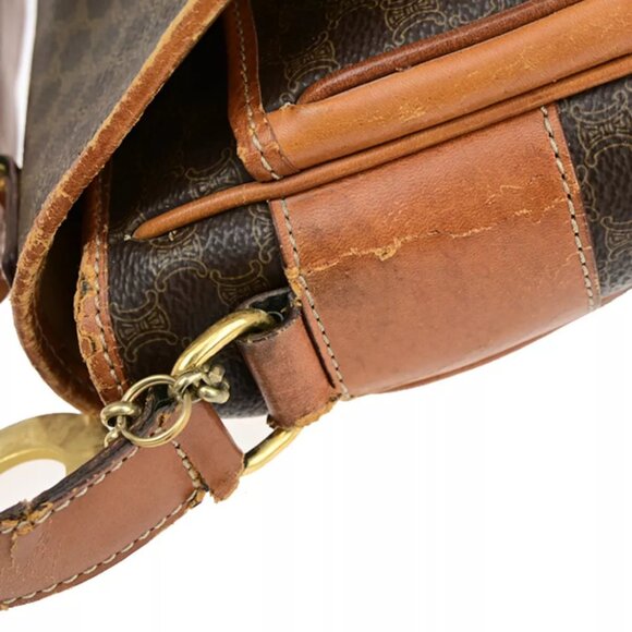 AUTHENTICITY GUARANTEED CELINE Logo Macadam Pattern Shoulder Bag Circle Charm - Picture 11 of 15